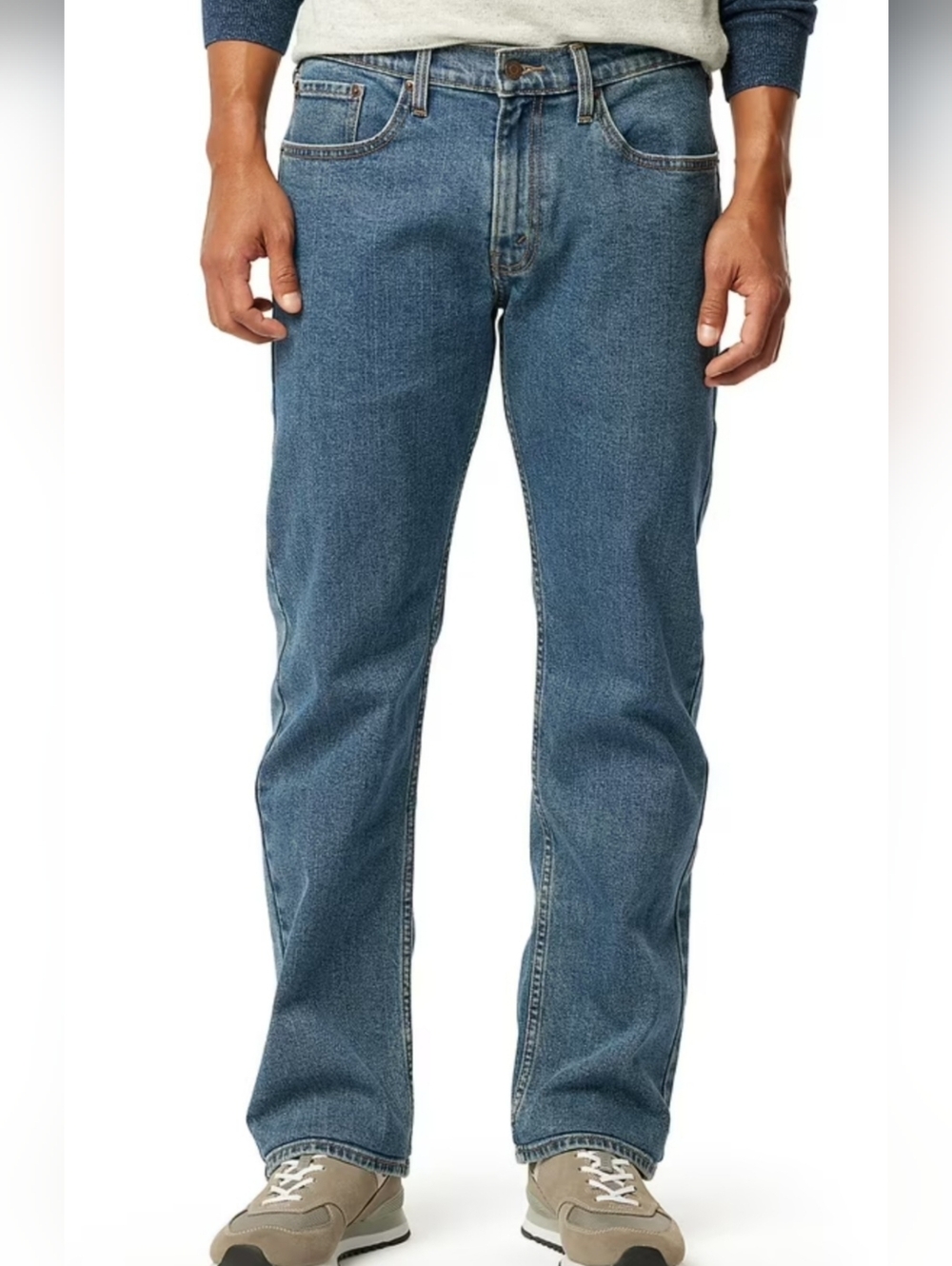 Levi Strauss Signature Men’s 44x30 Loose Fit Straight Leg Blue Jeans Gold Label